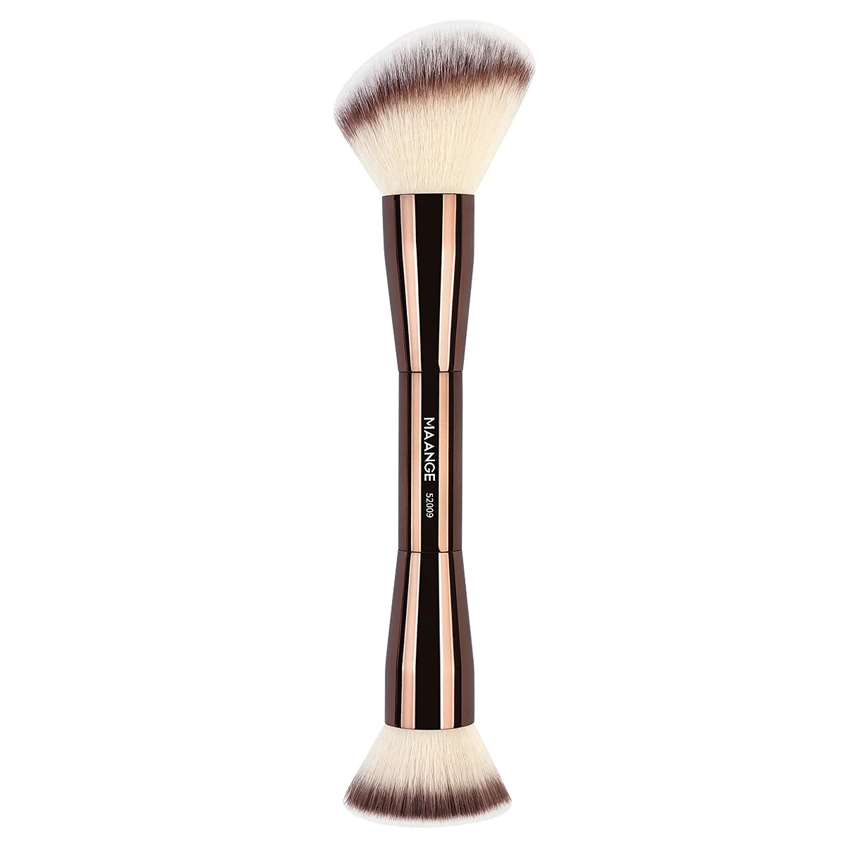 MAANGE Juego de 7 Brochas de Maquillaje Profesionales | Para Base, Polvos, Rubor, Contorno, Con Doble Punta, Color Marrón Café, Acabado Suave y Preciso