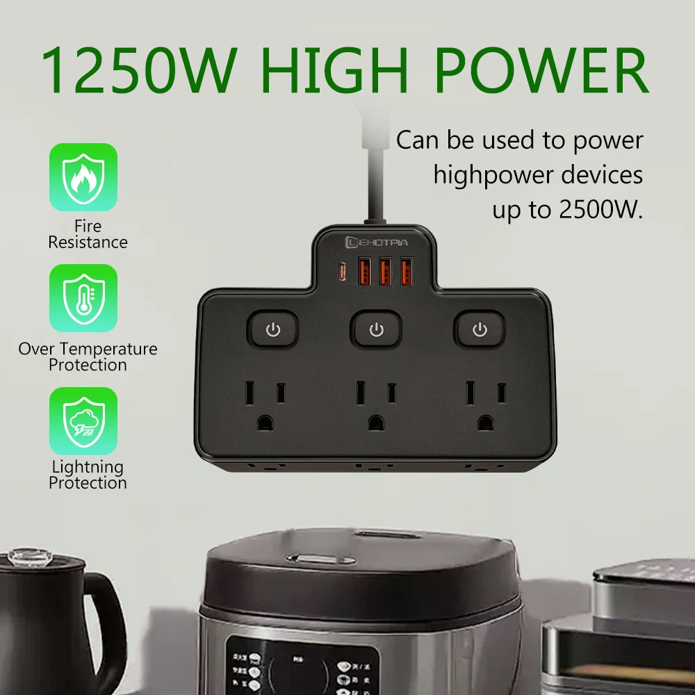 Regleta Multifuncional con USB y Tipo C | Organización y Carga Inteligente