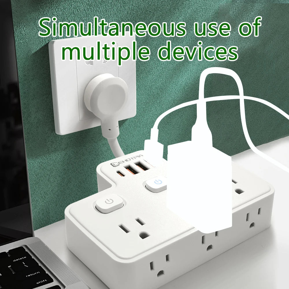 Regleta Multifuncional con USB y Tipo C | Organización y Carga Inteligente