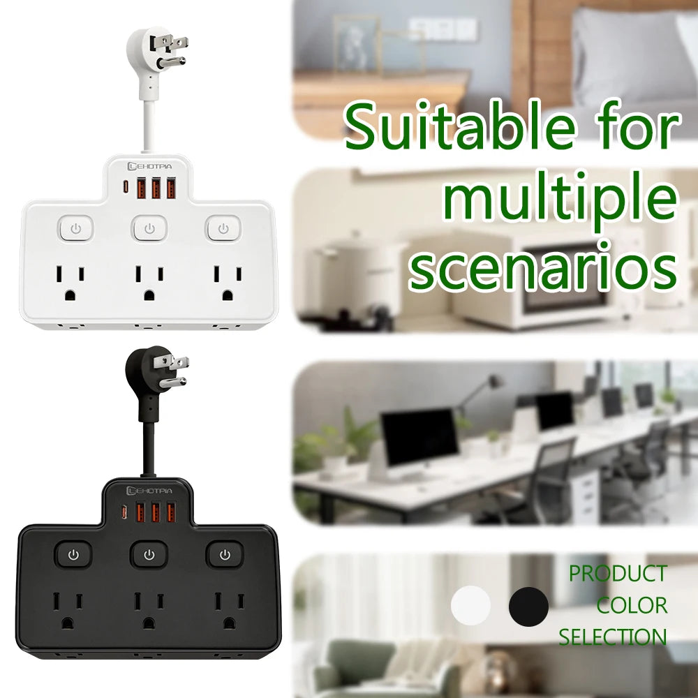 Regleta Multifuncional con USB y Tipo C | Organización y Carga Inteligente
