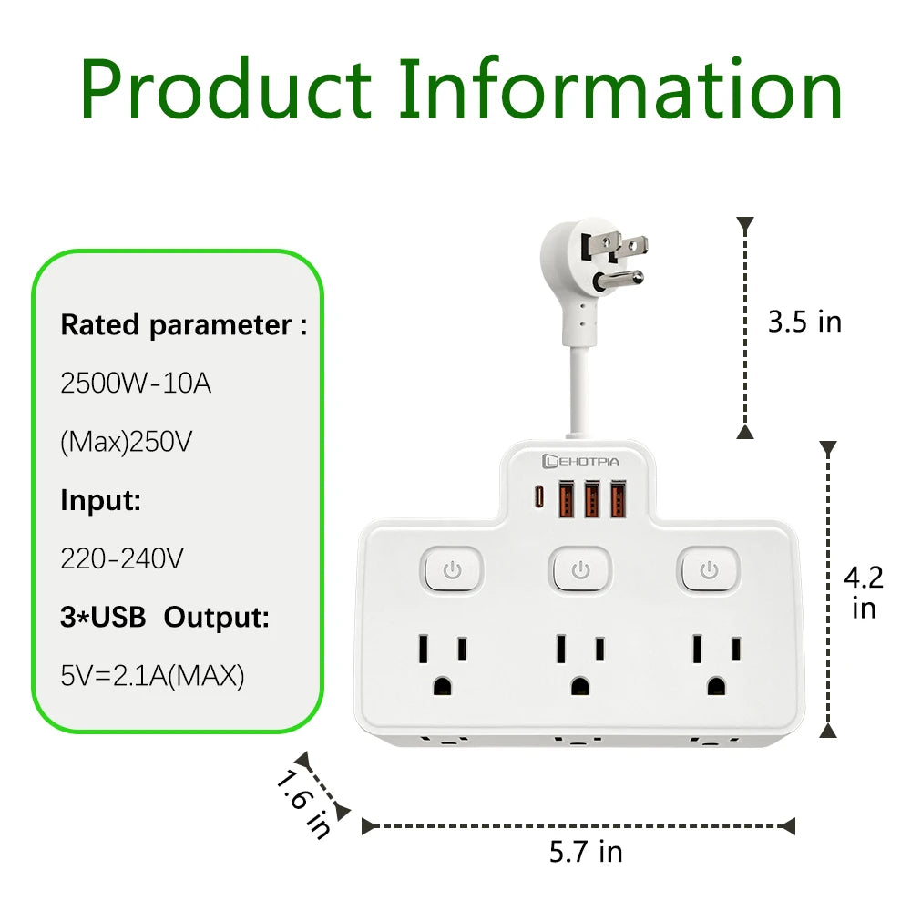 Regleta Multifuncional con USB y Tipo C | Organización y Carga Inteligente