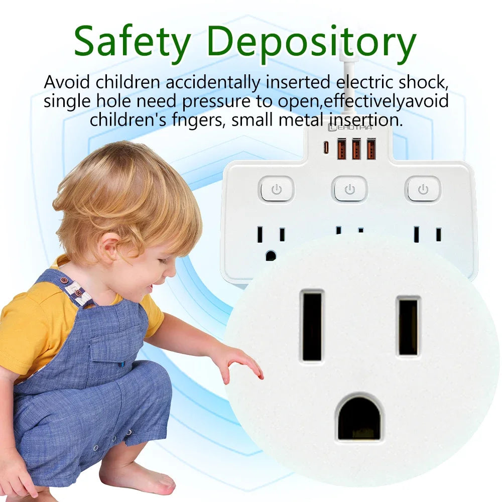 Regleta Multifuncional con USB y Tipo C | Organización y Carga Inteligente