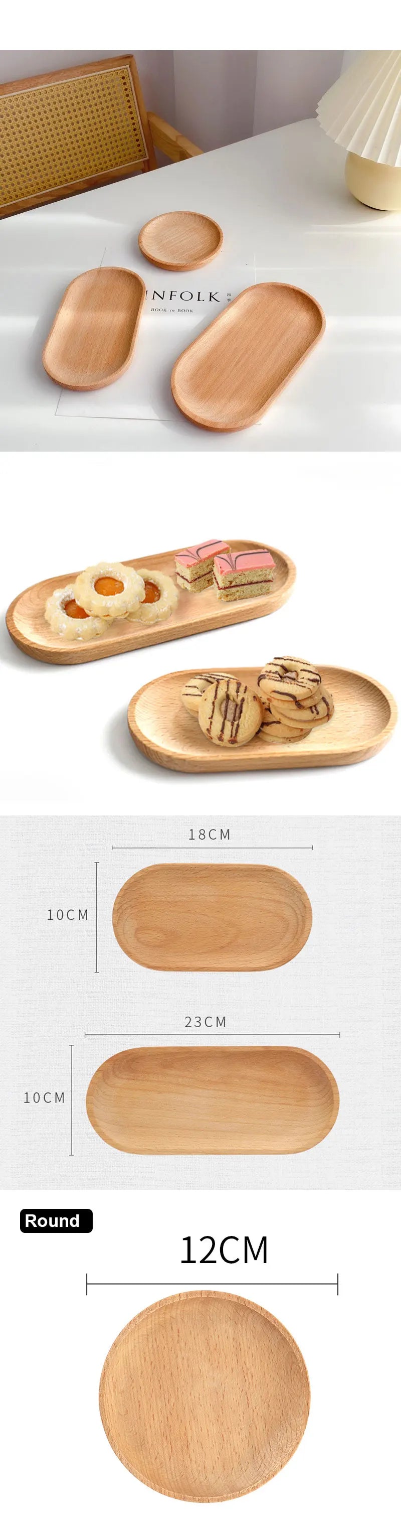Bandeja de Madera Natural Estilo Japonés | Diseño Minimalista para Café y Postres