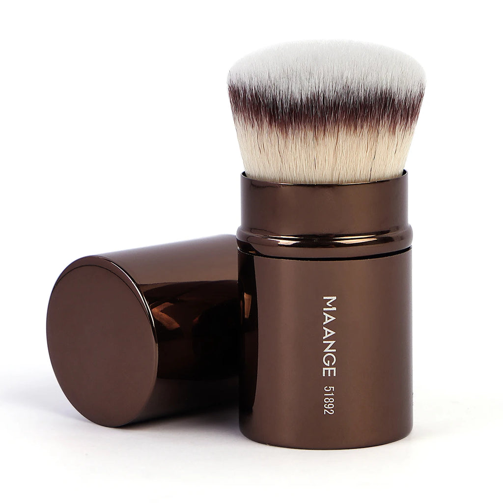 MAANGE Juego de 7 Brochas de Maquillaje Profesionales | Para Base, Polvos, Rubor, Contorno, Con Doble Punta, Color Marrón Café, Acabado Suave y Preciso