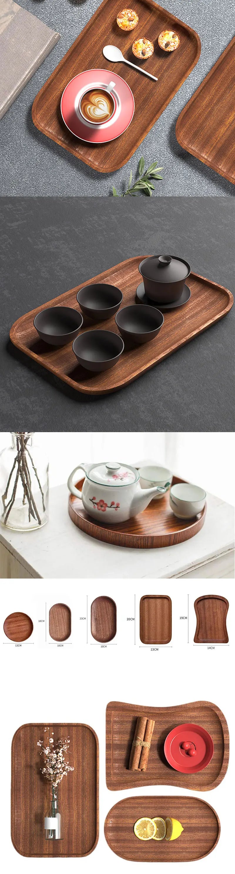 Bandeja de Madera Natural Estilo Japonés | Diseño Minimalista para Café y Postres