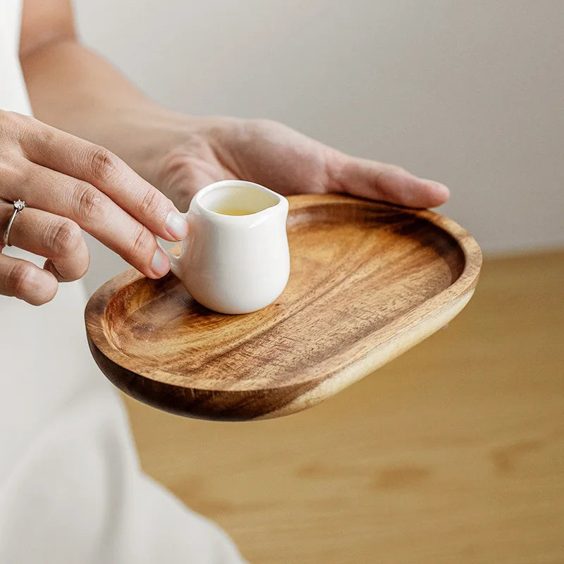 Bandeja de Madera Natural Estilo Japonés | Diseño Minimalista para Café y Postres