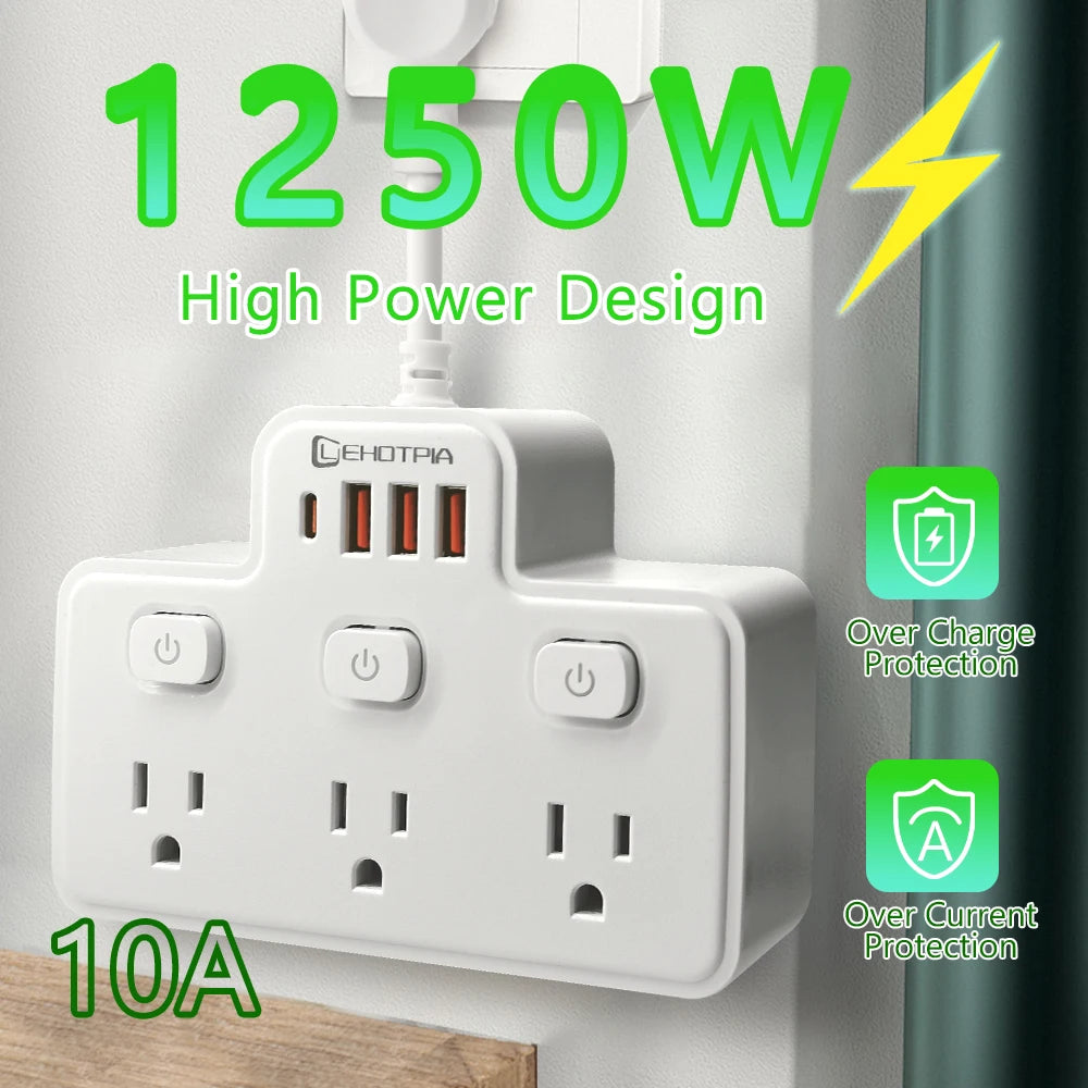 Regleta Multifuncional con USB y Tipo C | Organización y Carga Inteligente