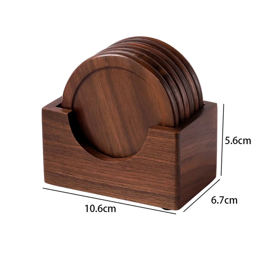 Set de Portavasos de Madera Nogal | Diseño Minimalista y Elegante (6 piezas)