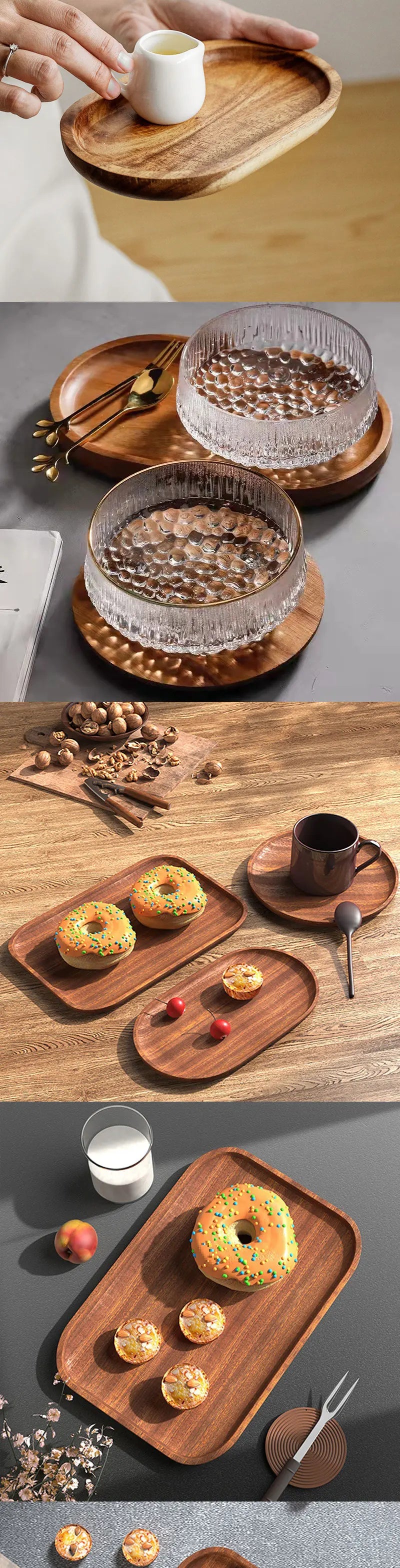 Bandeja de Madera Natural Estilo Japonés | Diseño Minimalista para Café y Postres